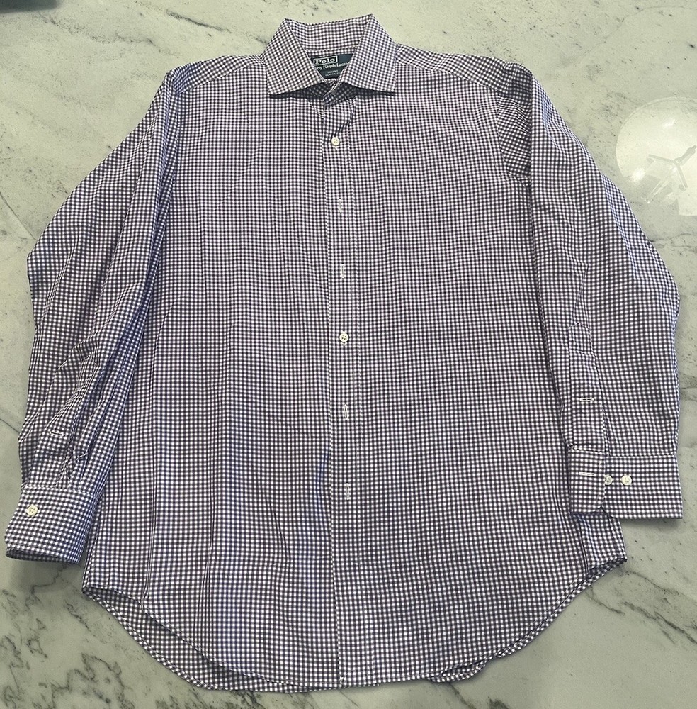 Polo Ralph Lauren Shirt Mens 15 1/2 Purple Long Sleeve Regent Classic Fit 32 33
