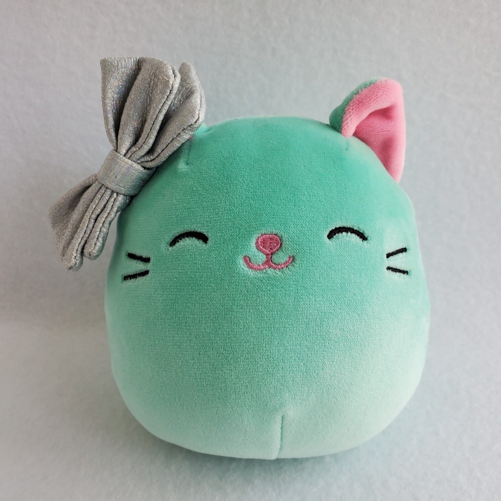 Squishmallow Charisma the Cat 5 Inch Green Plush with Silver Bow Clair's Exclusive