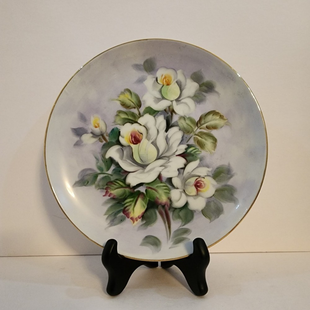 Vintage 1950’s Lefton China Hand Painted SL 2816 White Roses Plate