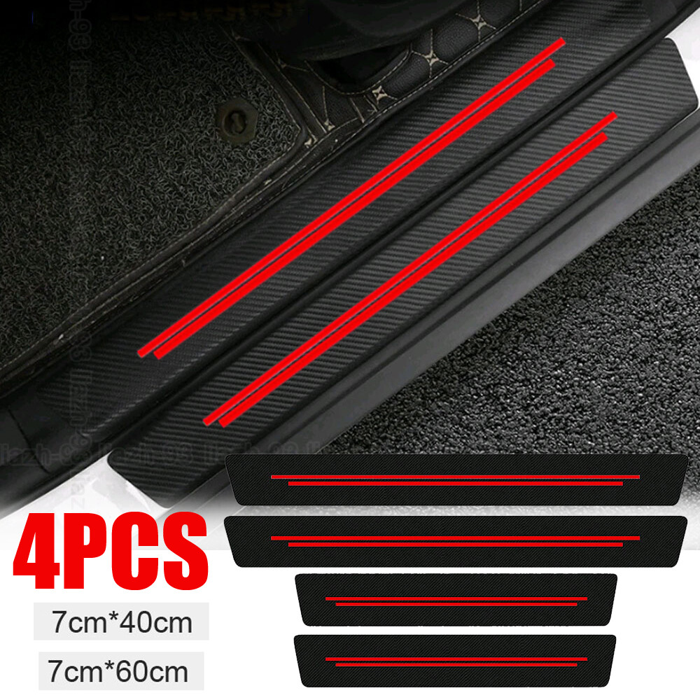 Red Car Door Sill Protector Anti-Scratch Sticker Cover Plate Strip