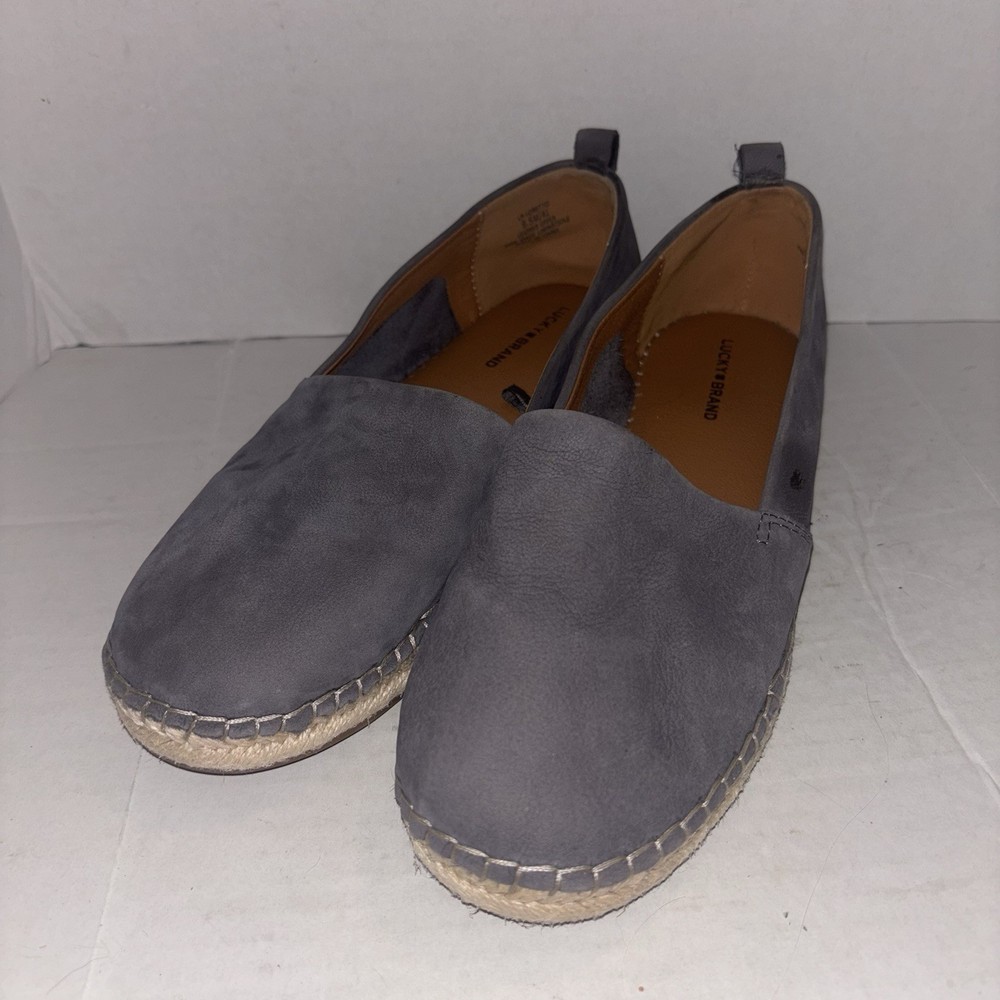 LUCKY BRAND Women's Size 9.5 Gray Suede Leather Flats LP Loretto
