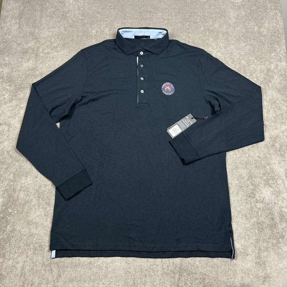 NEW Greyson 1/4 Zip Pullover Mens XL Navy Logo Performance Stretch Apache 2