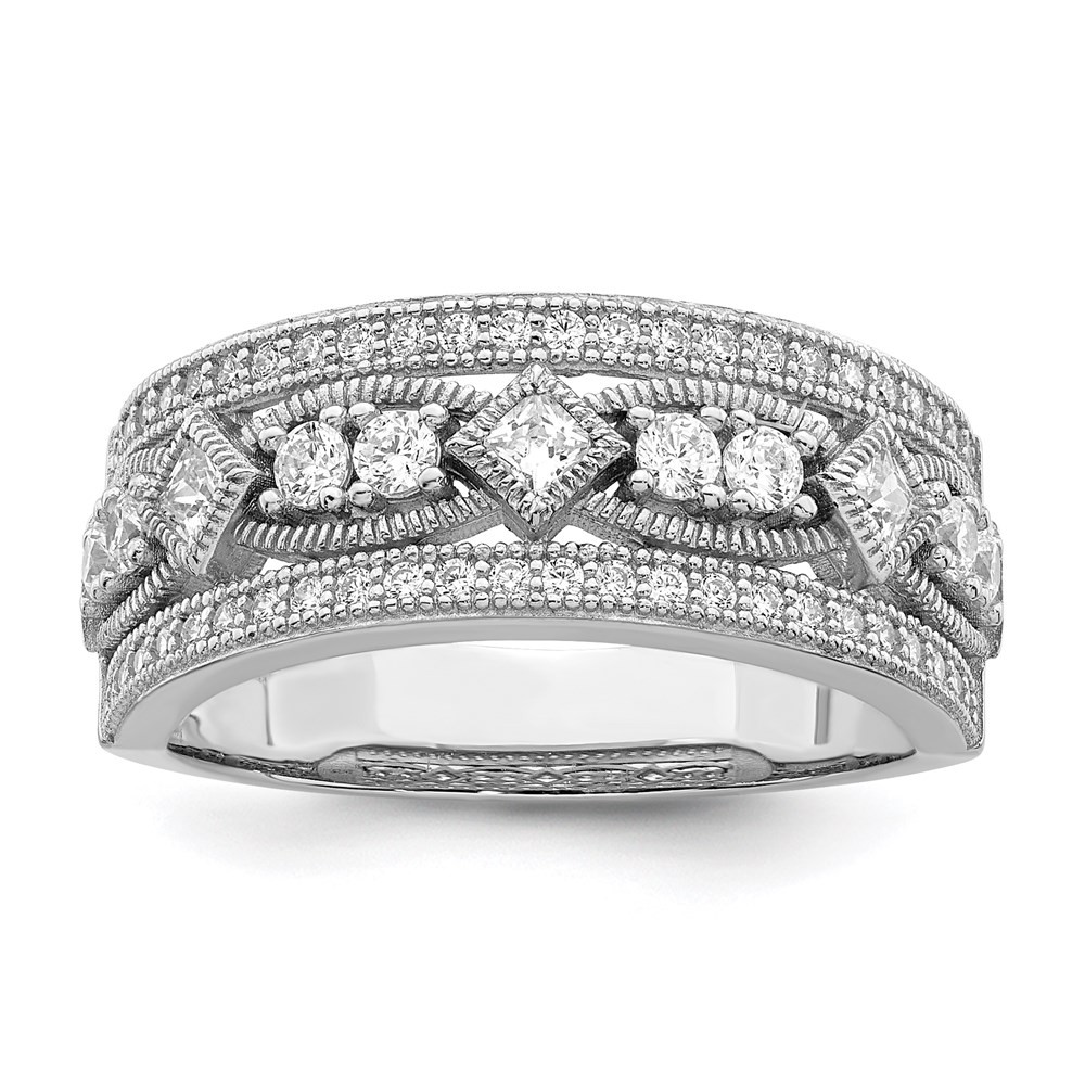 Sterling Silver Rhodium-plated Micro Cubic Zirconia Polished Ring Size 7