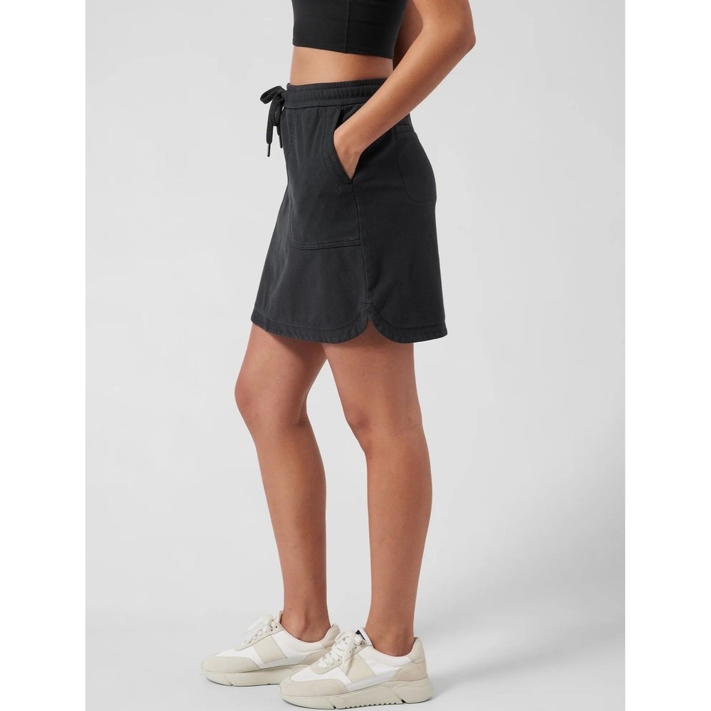 Athleta Farallon Skirt Womens Large Black Casual Sporty Drawstring Pockets