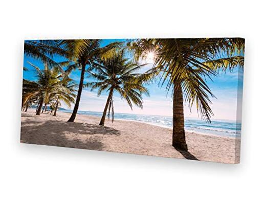 S05675 Seascape Canvas Wall Art Sun Summer Blue Ocean 30x60-inch Coconut Trees