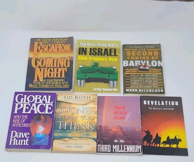 LOT of 7 End Times Bible Prophecy Books REVELATION ANTICHRIST Global Peace
