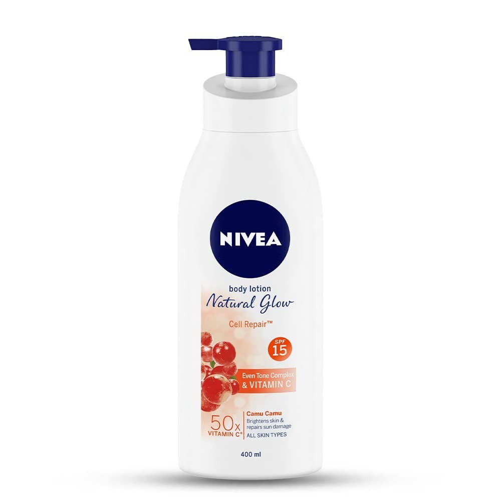 NIVEA Natural Glow & Cell Repair Body Lotion 400ml with SPF 15 and 50X Vitamin C