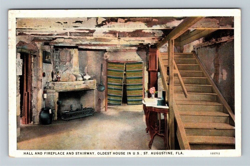 St. Augustine FL-Florida, Interior Of Oldest House In The U.S. Vintage Postcard