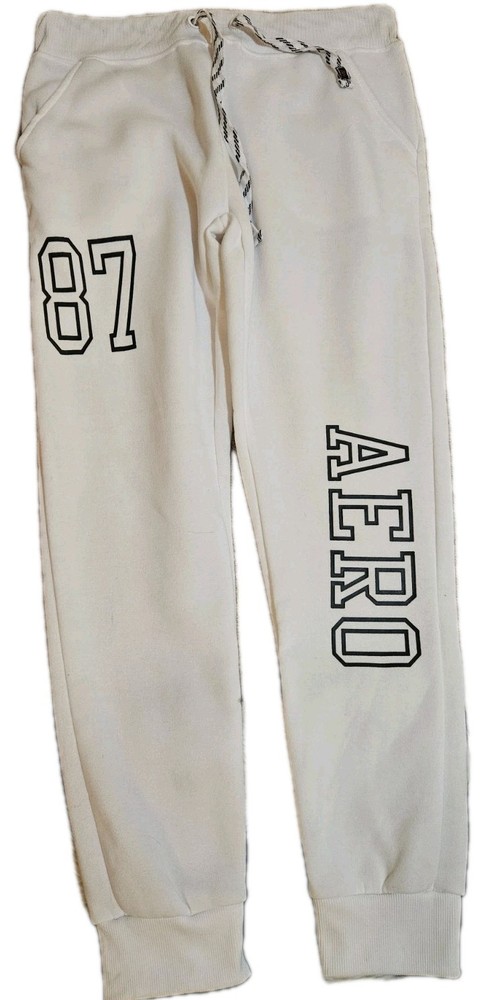 Aeropostale Logo White Jogger Sweatpants Pants Men's Size L