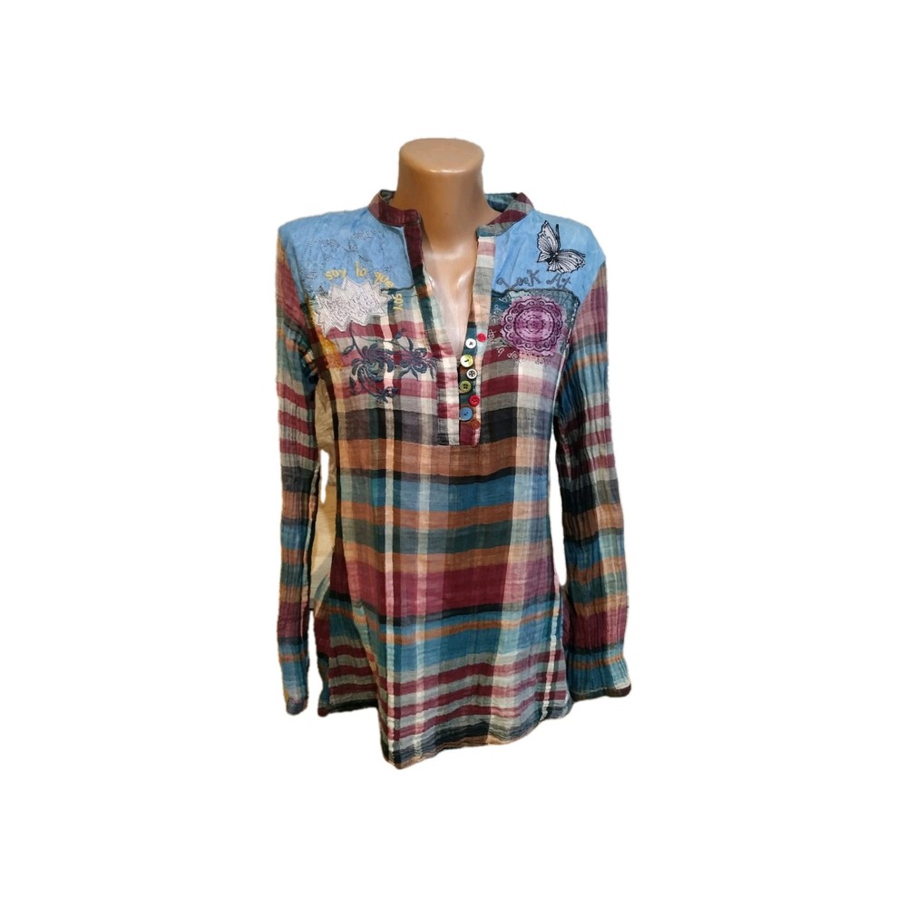 Desigual women's  blouse size S, multicolor, Pleated, Abstraction, 100%CO