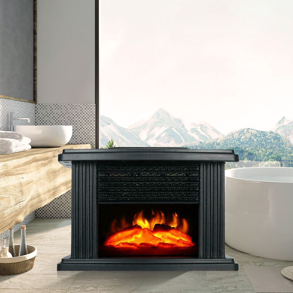 Mini Electric Fireplace Space Heater Flame Stove with 3D Flame Effect Indoor US
