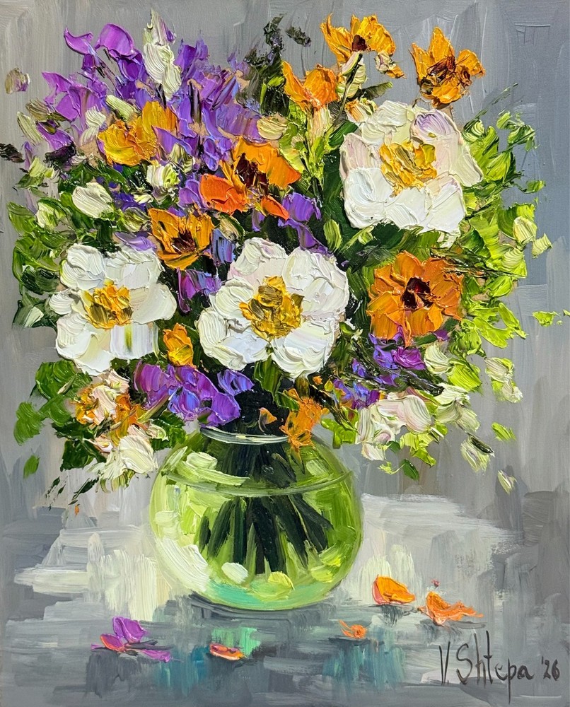 Wildflowers Peonies Original Oil Painting Flowers Floral Impasto Art Signed