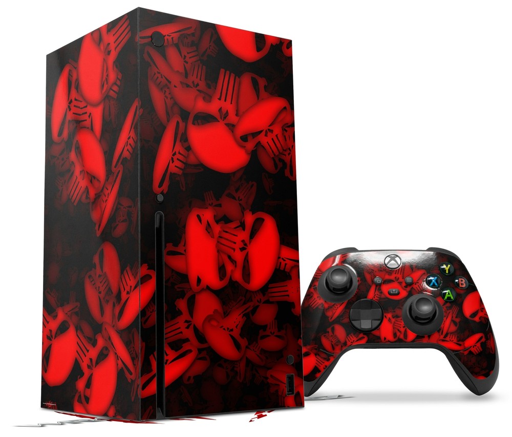 Skin Set for XBOX Series X Skulls Confetti Red