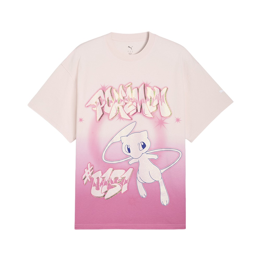 PUMA  X Pokémon Hoops Shiny Mew Graphic Crew Neck Short Sleeve T-Shirt Mens Size