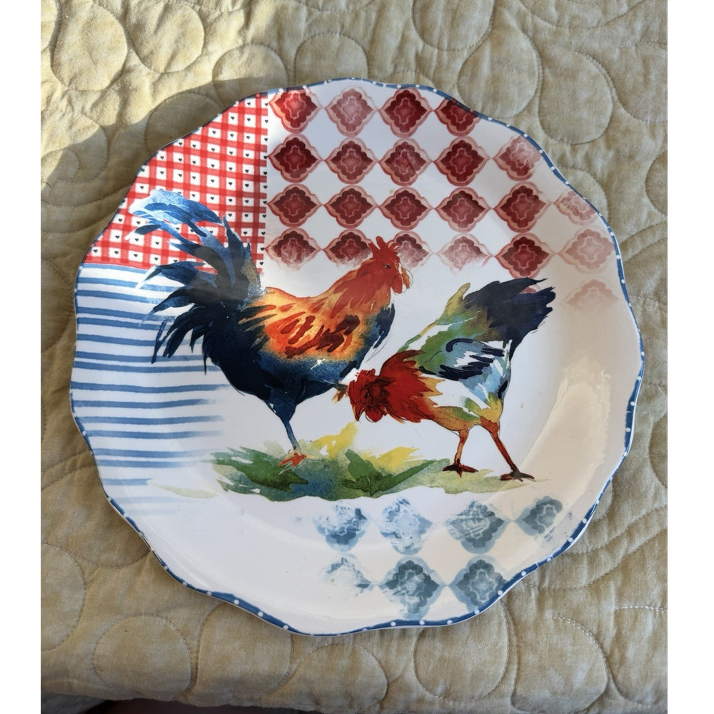 Pier 1 Ironstone Country Rooster Chicken Dinner Plate Country Farmhouse 11