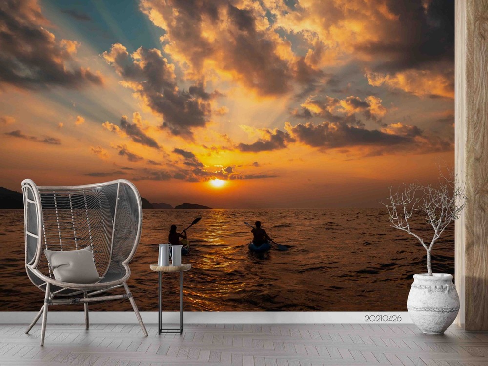 3D Sea Sky Sunset Landscape Wall Murals Wallpaper Murals Wall Sticker