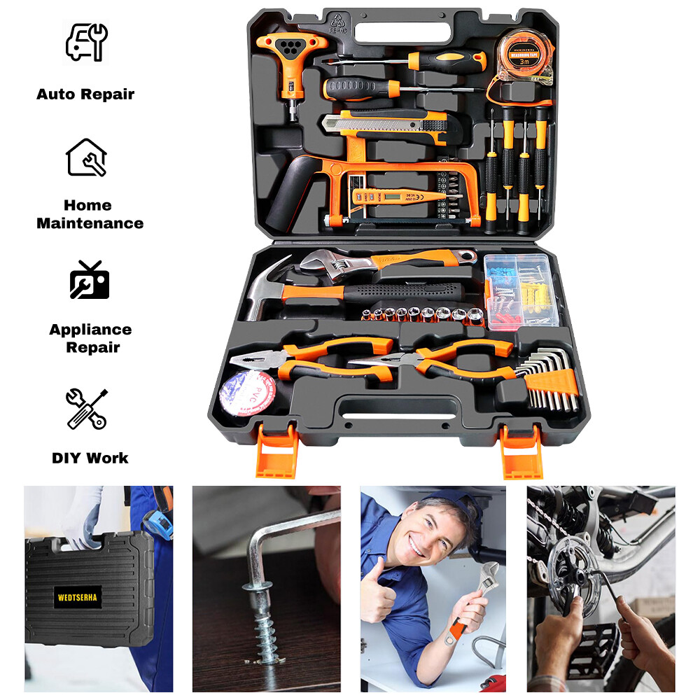 Household Hand Tool Set Home Garage Maintenance Electrical 82Pcs Repair Kit Box