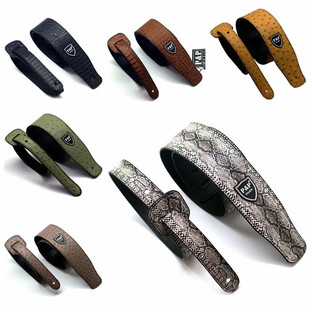 Adjustable PU Leather Guitar Strap Embossed For Acoustic Electric Bass Strap