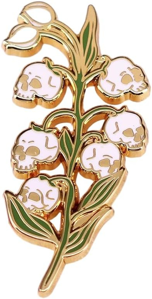 Skull Lily of the Valley Enamel Pin Flower Badge Brooch for Backpacks Coats Hats