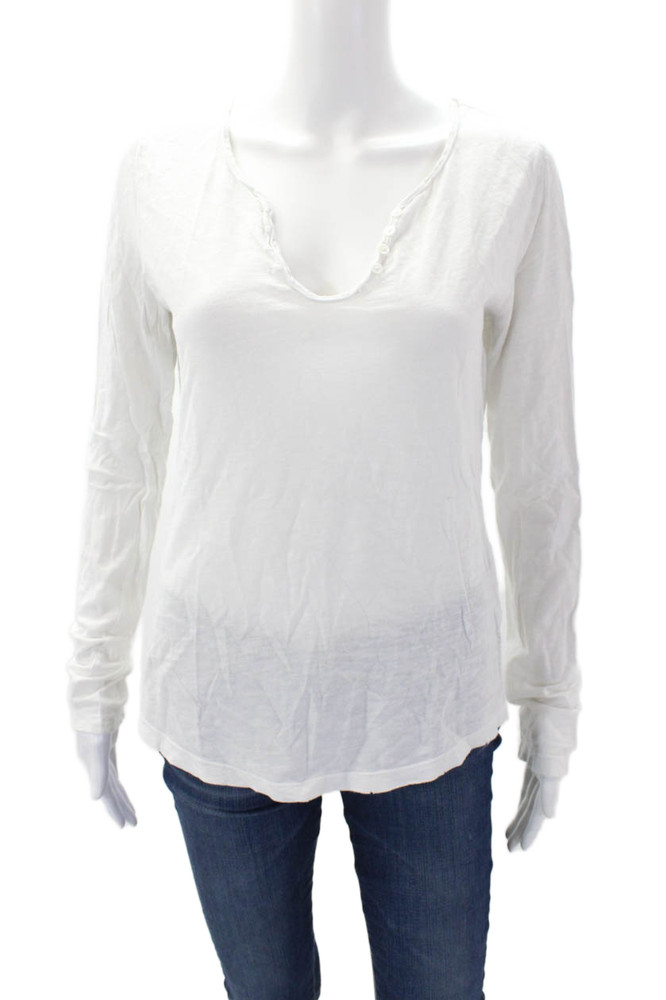 Zadig & Voltaire Womens Cotton V-Neck Long Sleeve Blouse Top White Size SFree Shipping in US $100+ Orders | $6.95 Orders Below