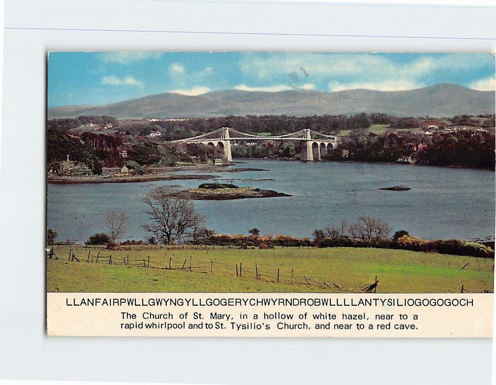 Postcard Menai Suspension Bridge Anglesey Wales