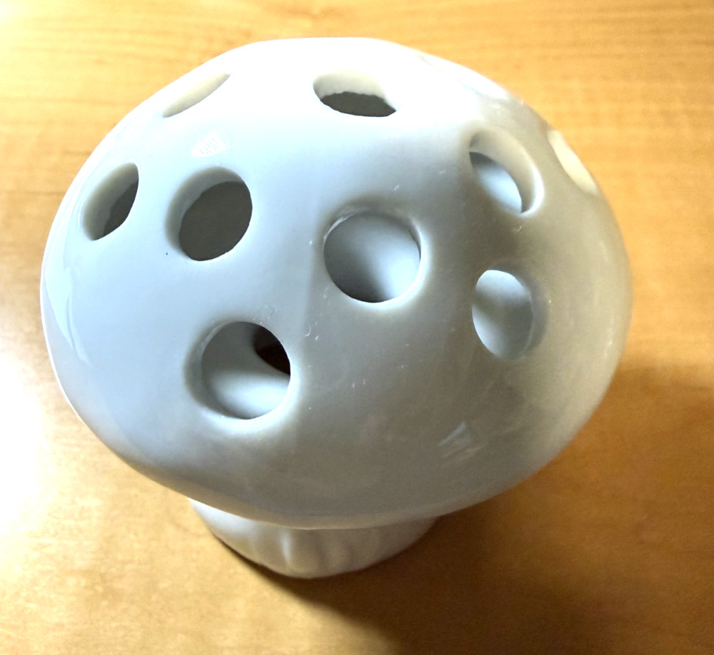 Vintage Mushroom Ceramic Decor White Flower Frog
