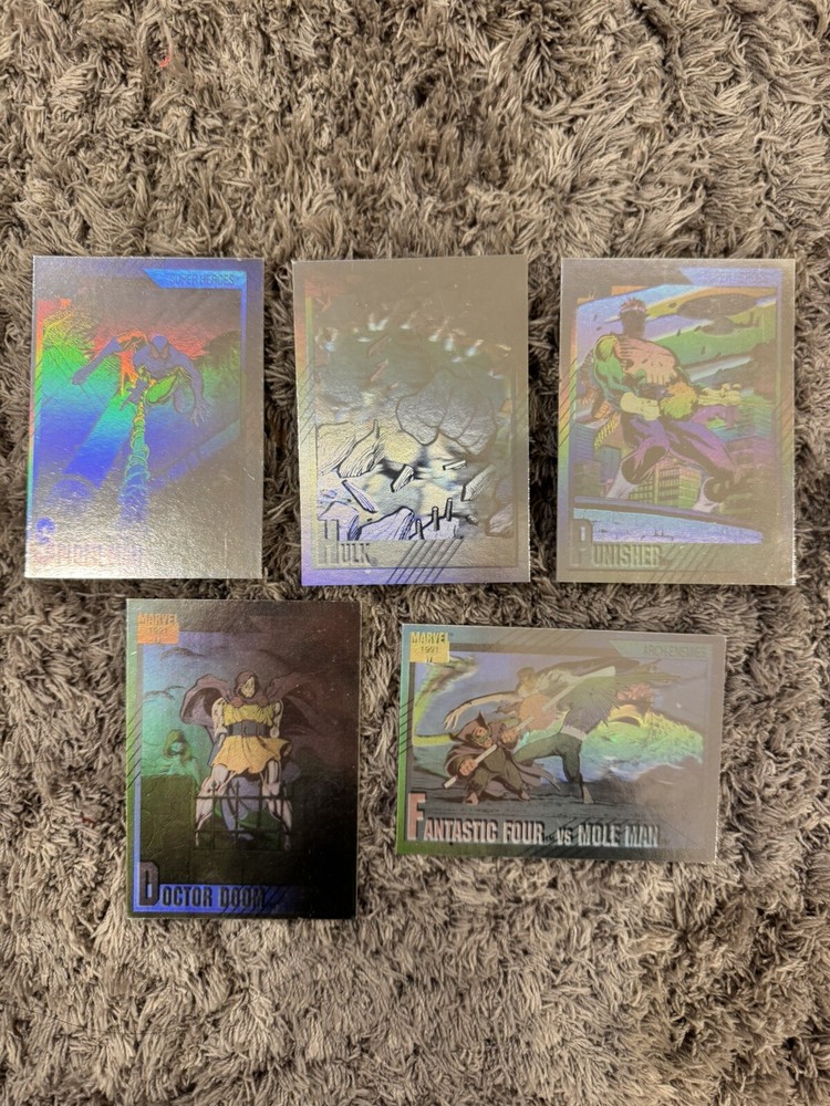 1991 Marvel Universe Series 2 COMPLETE HOLOGRAM INSERT CARD SET, #H1-H5 - Impel