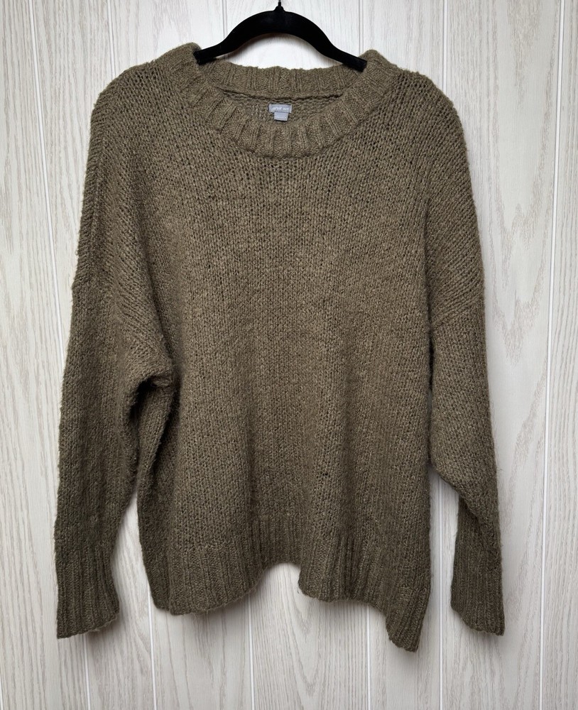 Aerie Women’s Oversized Cozy Knit Acrylic/Wool/Alpaca Sweater Olive Green Sz XS