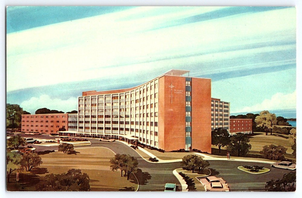 Decatur Illinois IL St. Mary's Hospital Building Cars Vintage Postcard