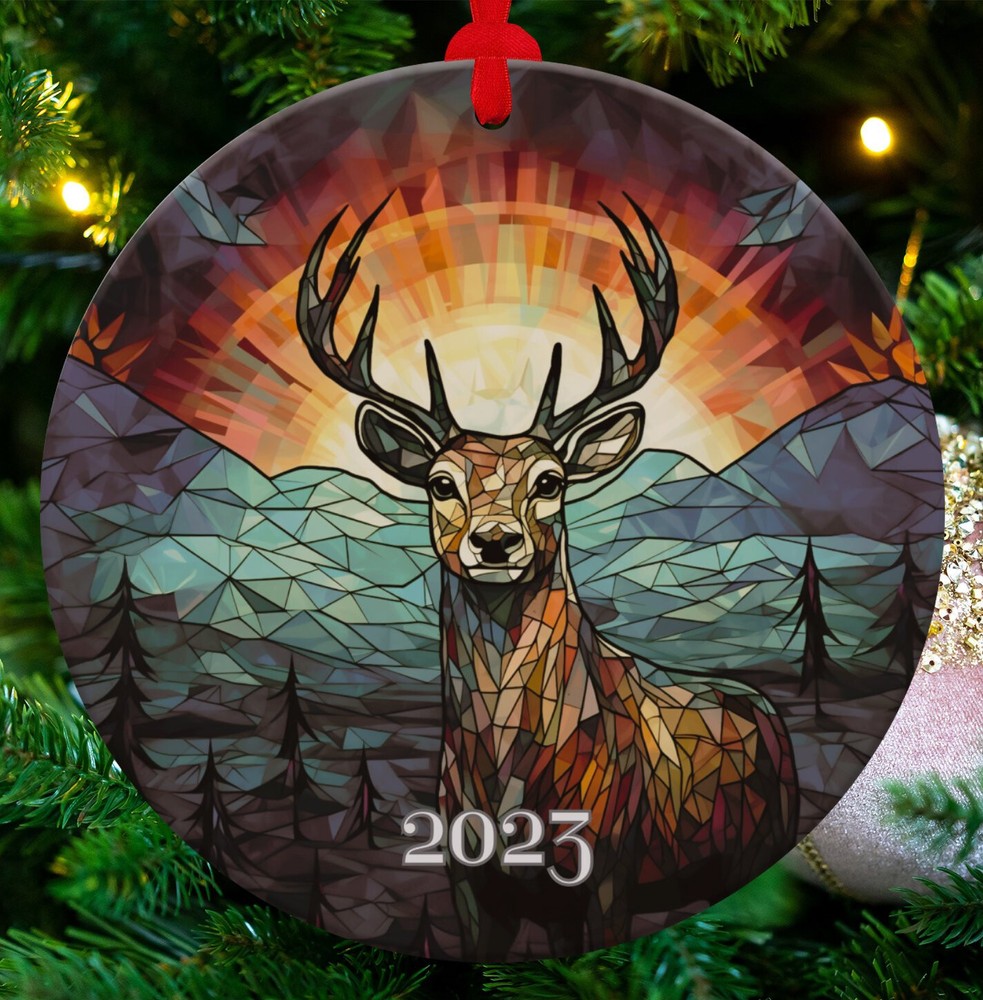 Ceramic Deer Ornament Reindeer Ornament Christmas Decoration Holiday Gift Idea