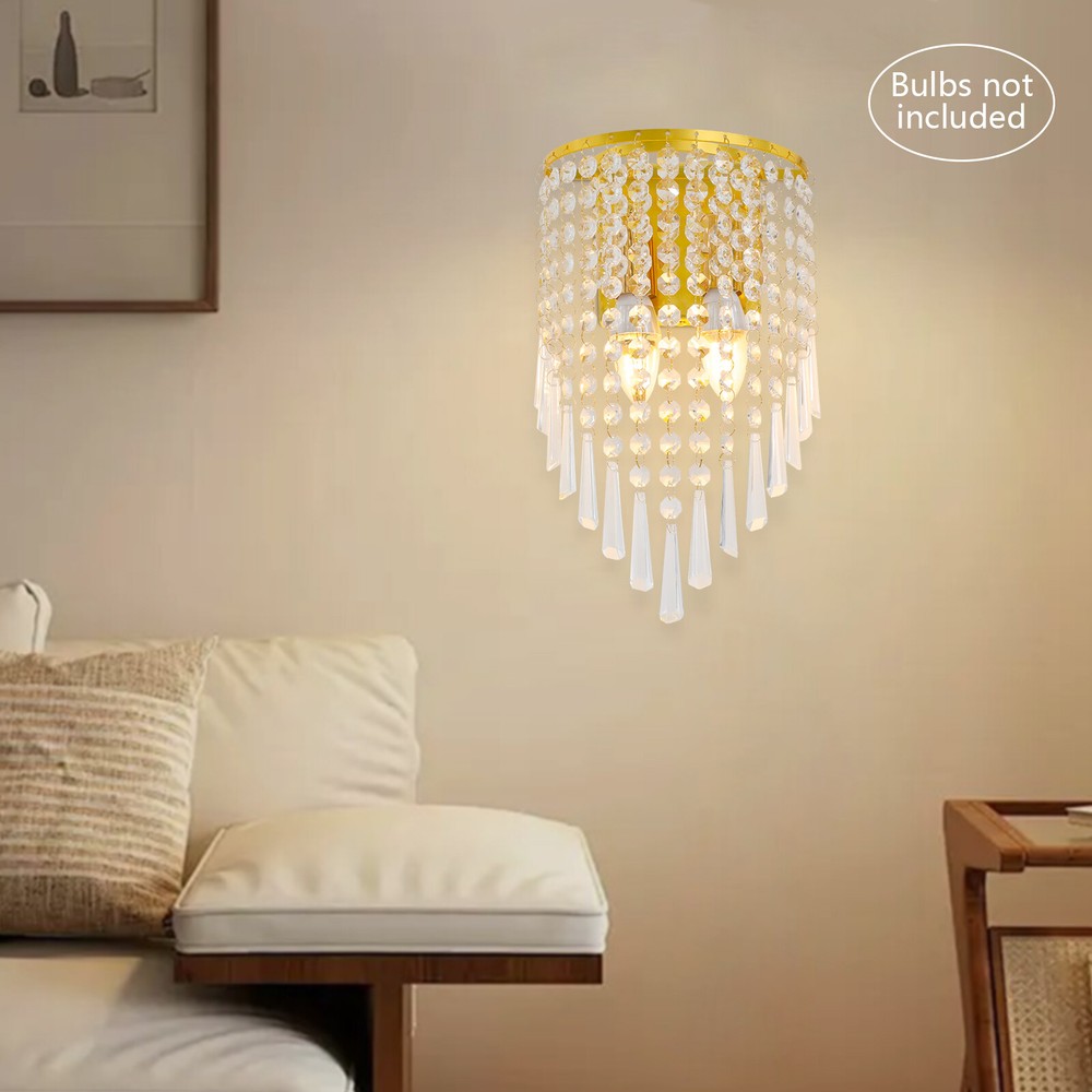 Crystal Wall Light Sconces Lighting Fixture Modern Semicircle Wall Mount Lamp