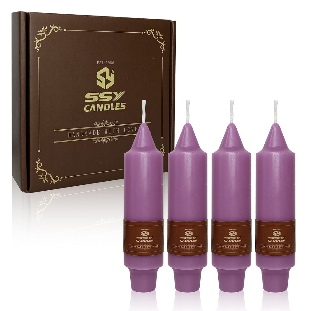 Purple 5-Inch Short Taper Candles 4-Pack Unscented