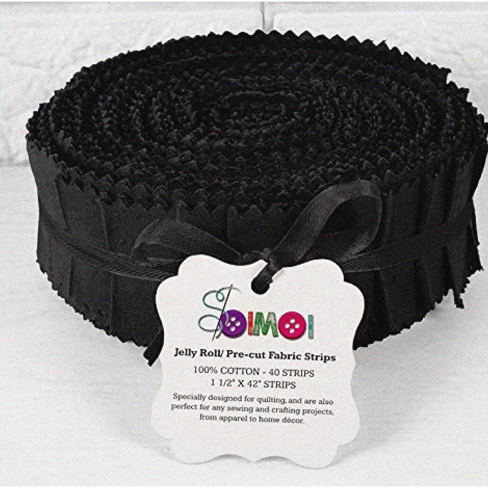 40Pcs Black Cotton Jelly Roll Precut Fabrics by QuiltEase for Quilting