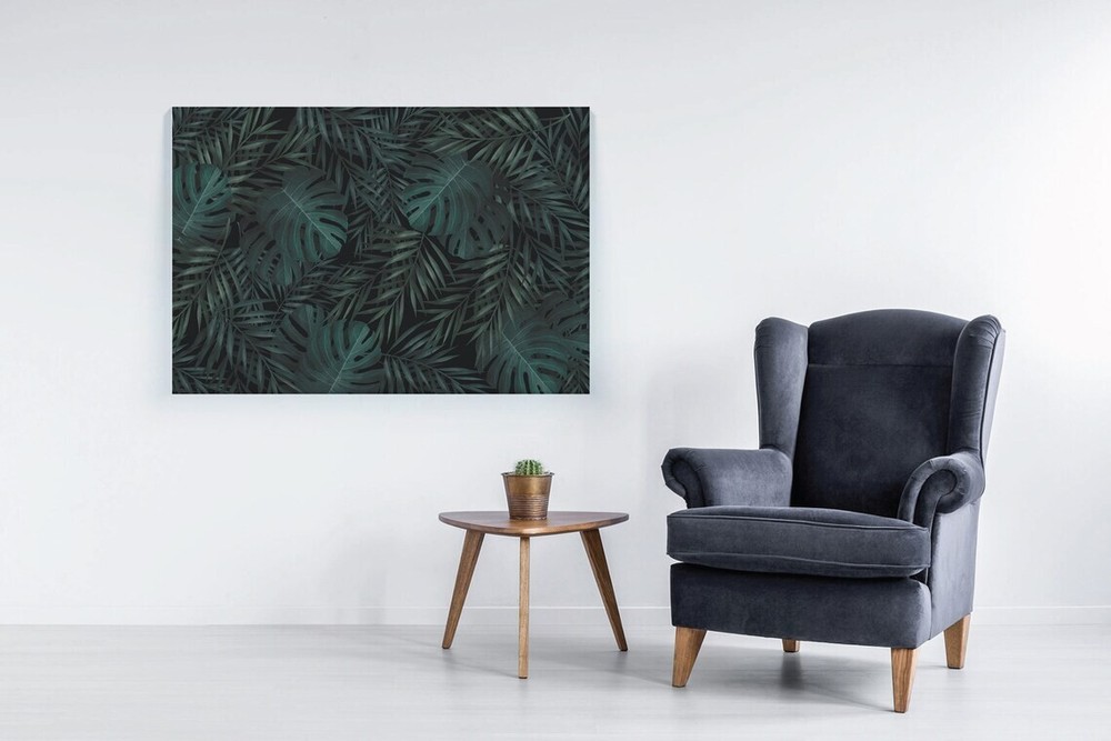 Tropical Leaves Dark Forest Abstract Wall Art Canvas Unframed Print Art-image
