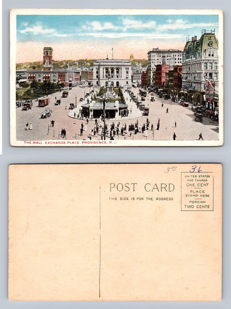 Providence, RI-Rhode Island, Exchange Place Street View PC Vintage Postcard