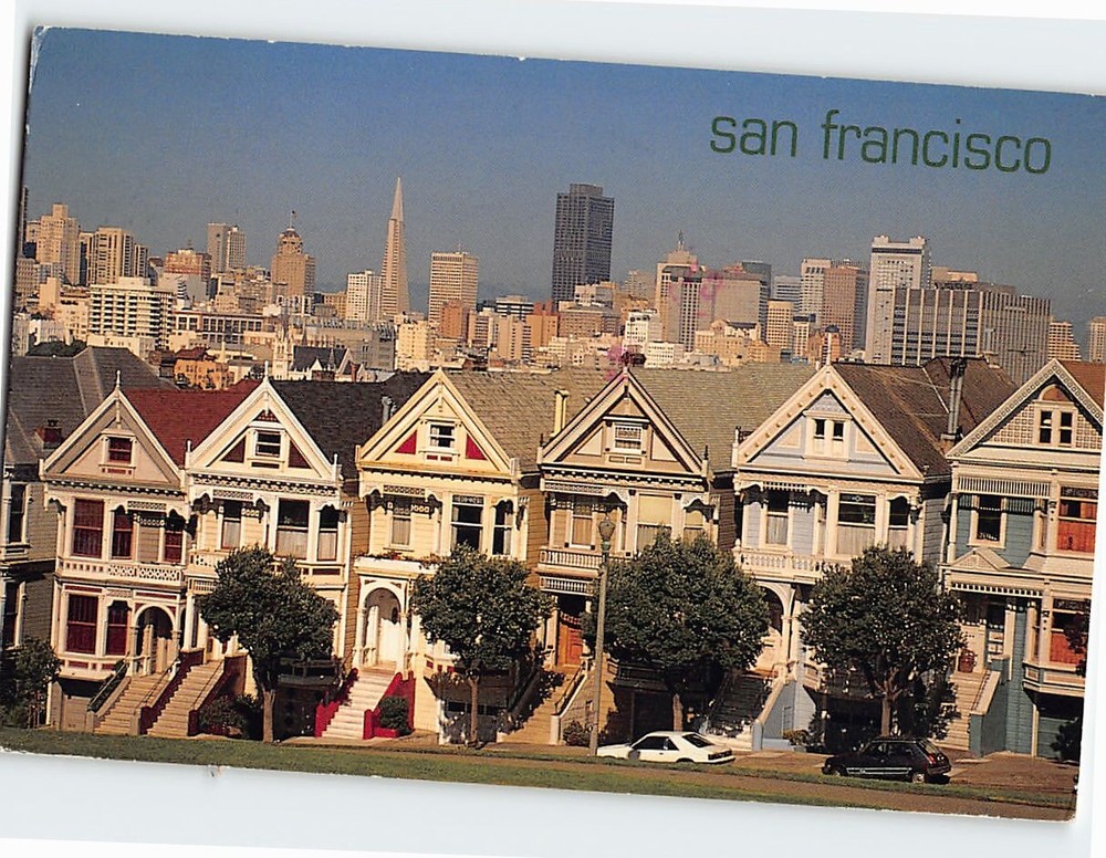 Postcard Victorian Homes on Steiner Street San Francisco California USA