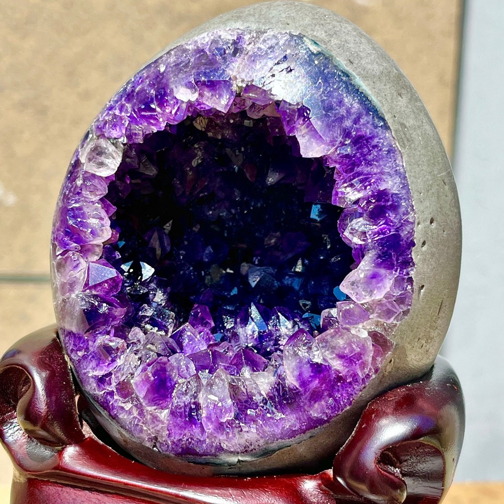 3.26LB Rare Uruguayan amethyst dragon egg cave decoration+base