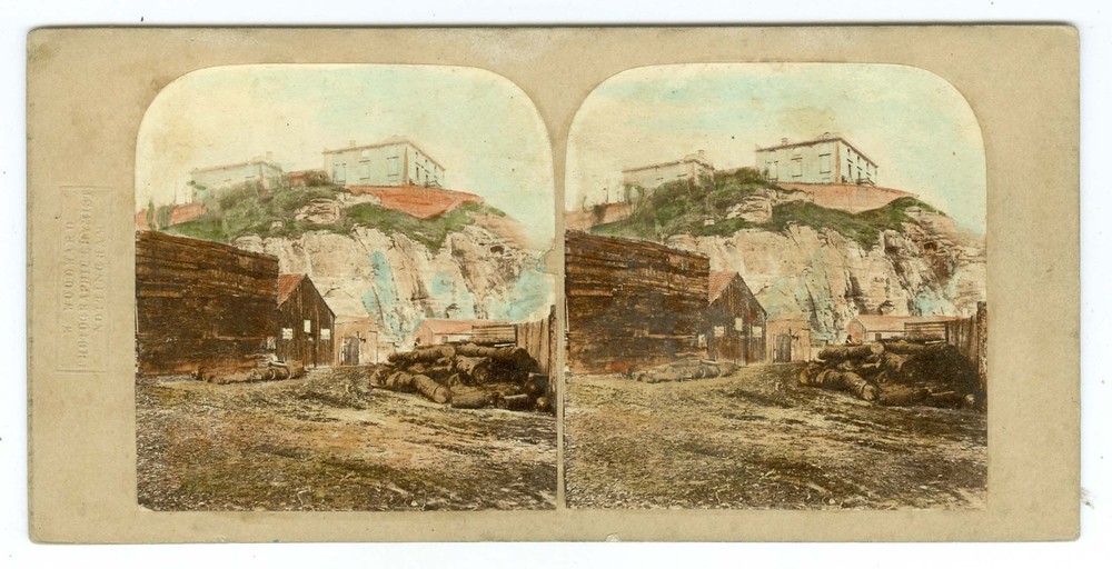 B5255~ ENGLAND - 1850’s Nottingham Castle Stereoview Tinted -by W. Woodward
