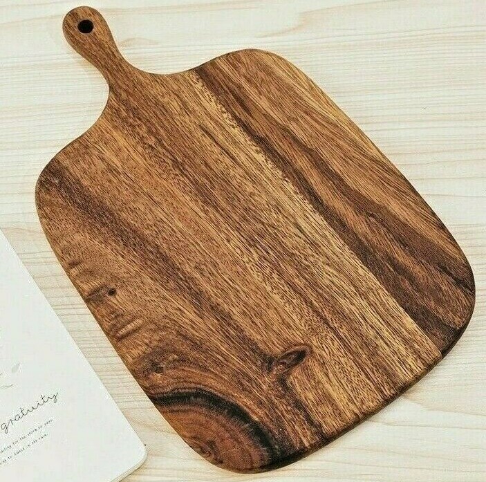 Acacia Wood Cutting Board Reversible Rectangular Chopping Cut Block Bread Tray L