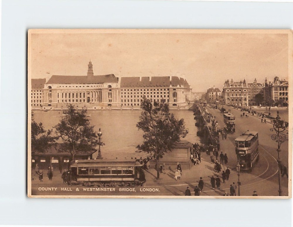 Postcard County Hall & Westminster Bridge London England