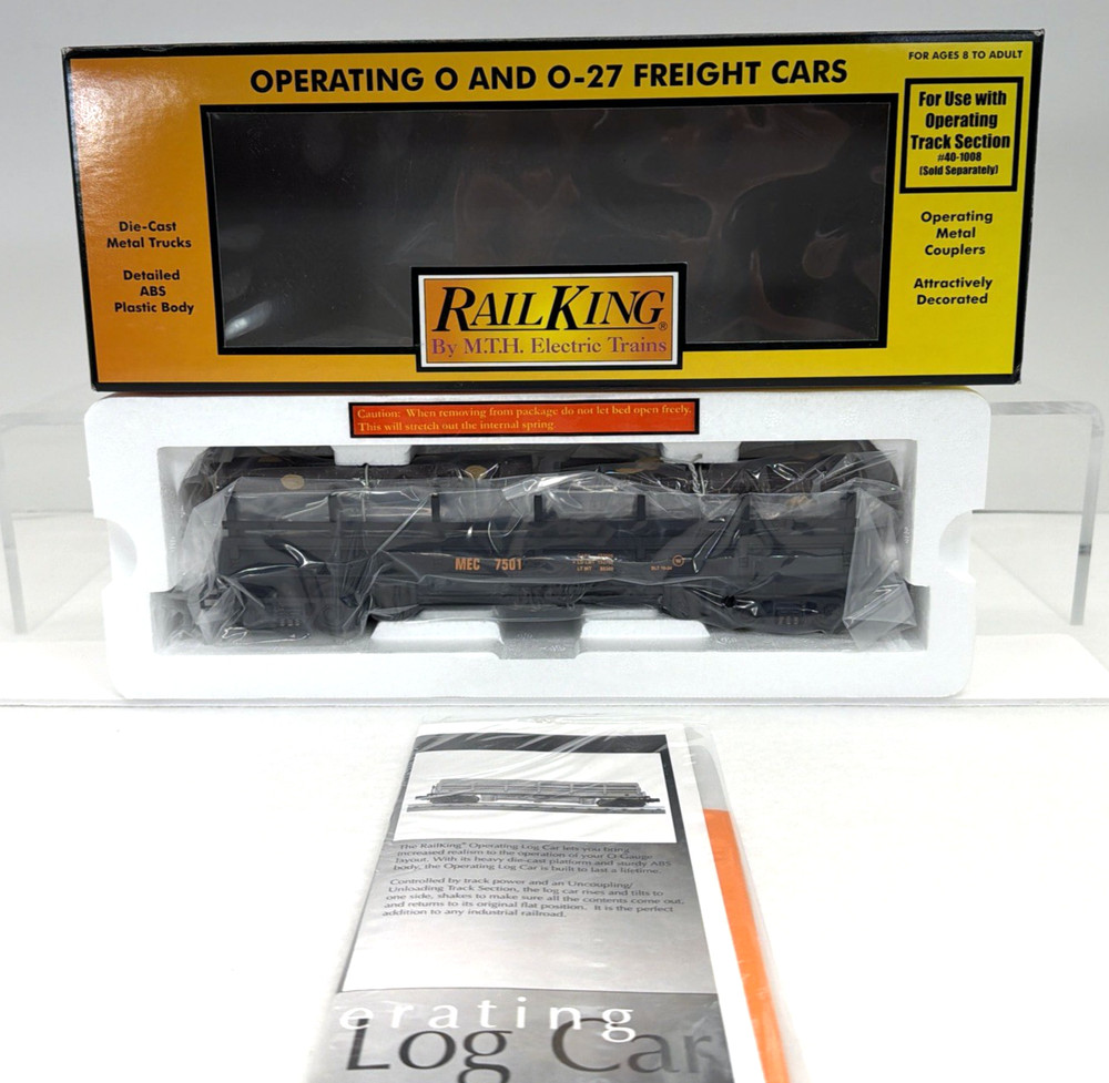 MTH RailKing 30-7960 Maine Central Operating Log Dump Car New O O-27 Gauge MEC