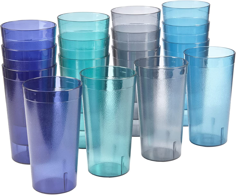 Reusable 20oz Coastal Cafe Tumblers - Set of 16 Plastic Drink Cups
