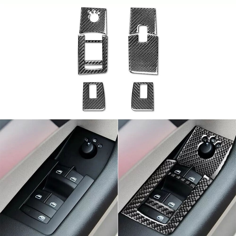 8Pcs Carbon Fiber Window Lift Switch Panel Cover Trim For Audi A3 S3 8P 2006-07