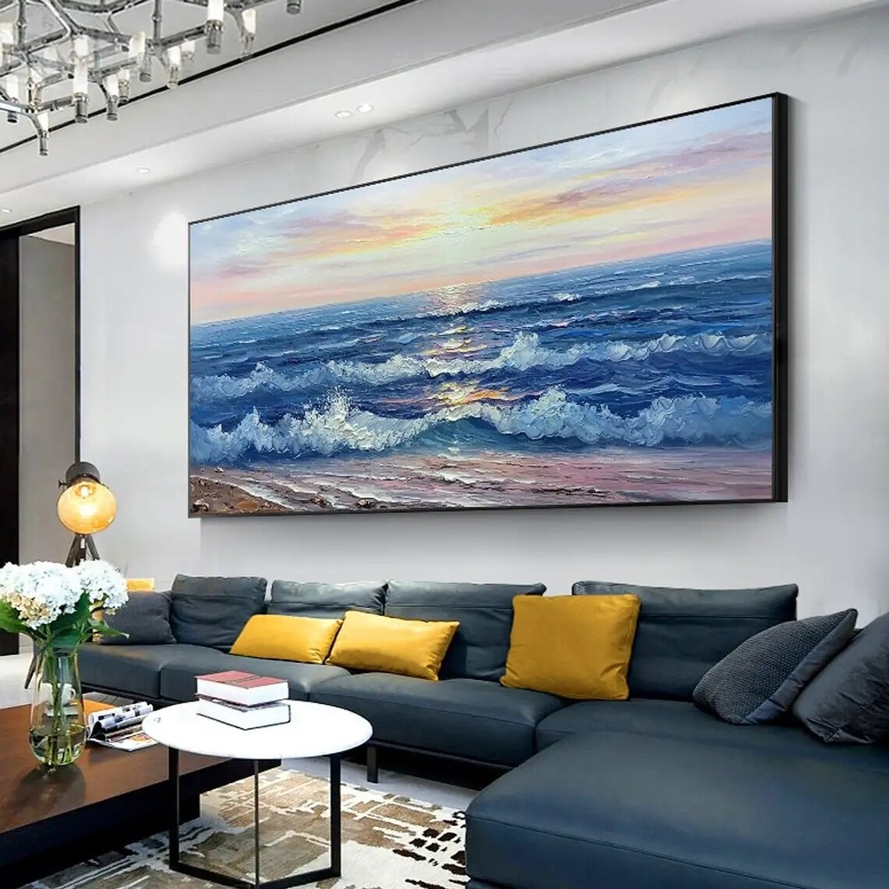 Hand-painted Oil Painting Canvas Sunlight Seascape Nature Abstract Paintings