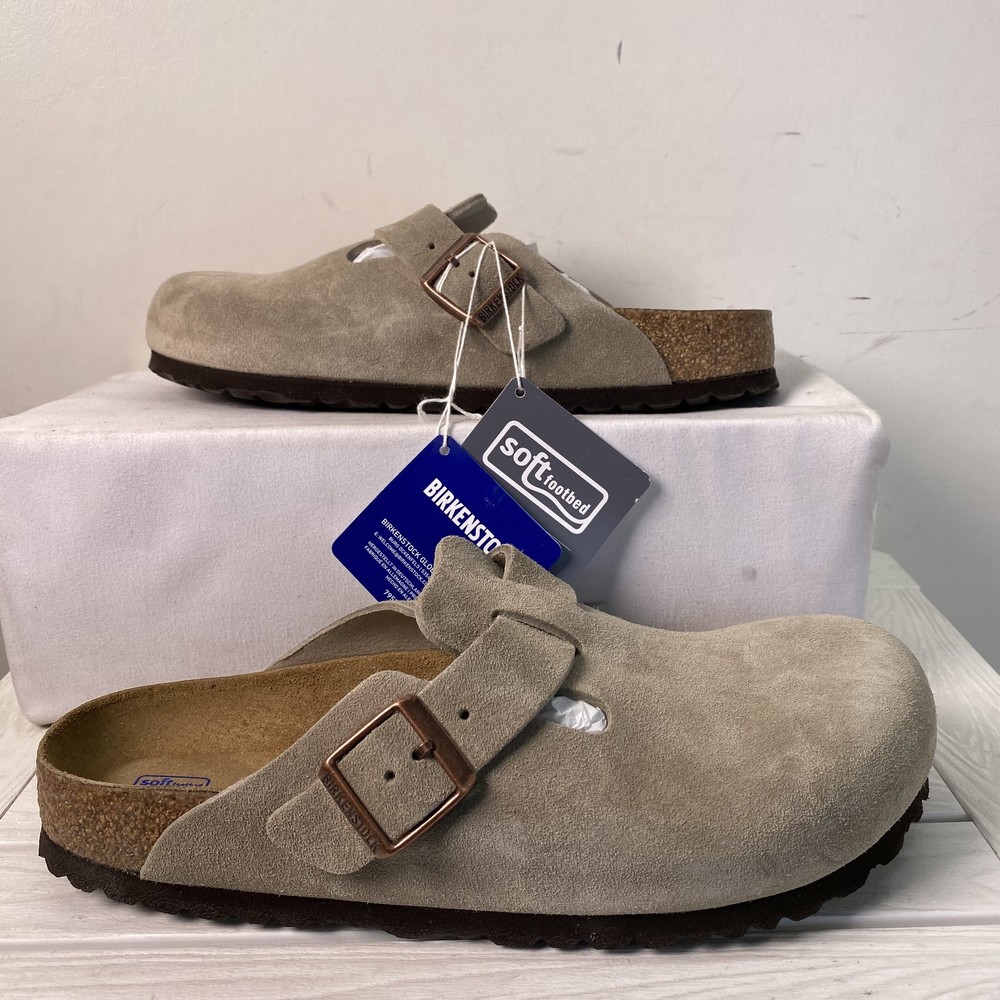 Birkenstock Unisex Size US M7 W9 EU40 Boston BS Clogs Taupe Suede Soft Footbed