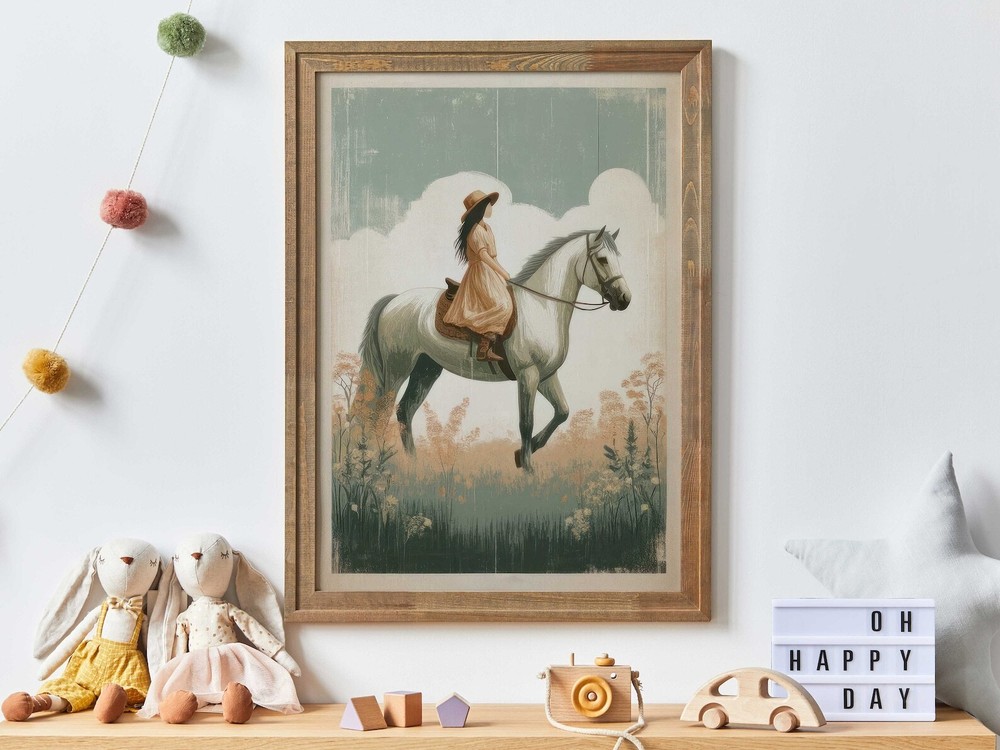 Girl And Horse Wall Decor Girls Room Decor Horse Nursery Decor Horse Gift Girl