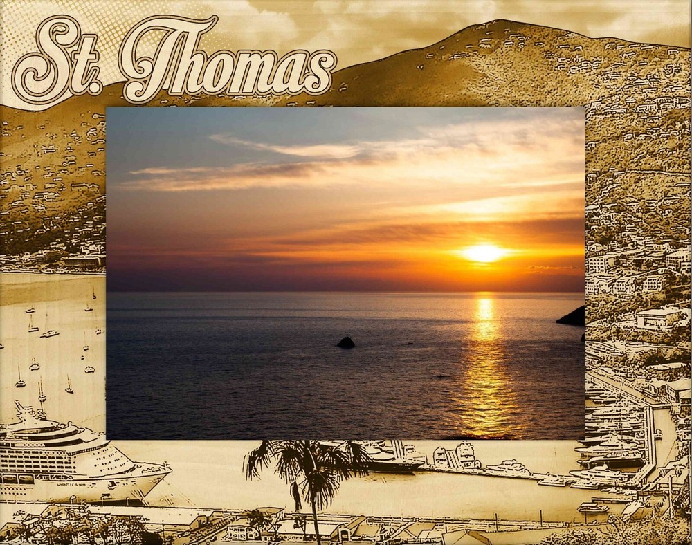 St. Thomas Laser Engraved Wood Picture Frame Landscape (4 x 6)