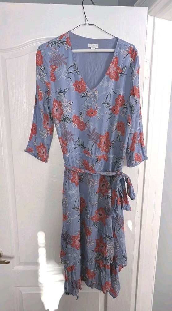 J. Jill Medium Lilac Knee Length Dress With Pink Floral, Cottagecore, Boho