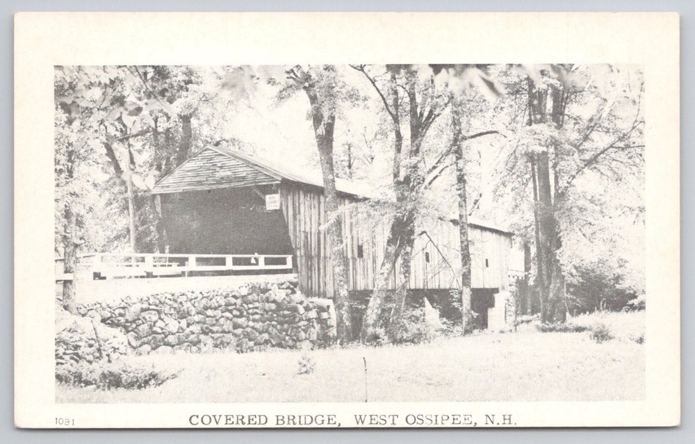 West Ossipee NH Covered Bridge Postcard c1940s Townview Card Co