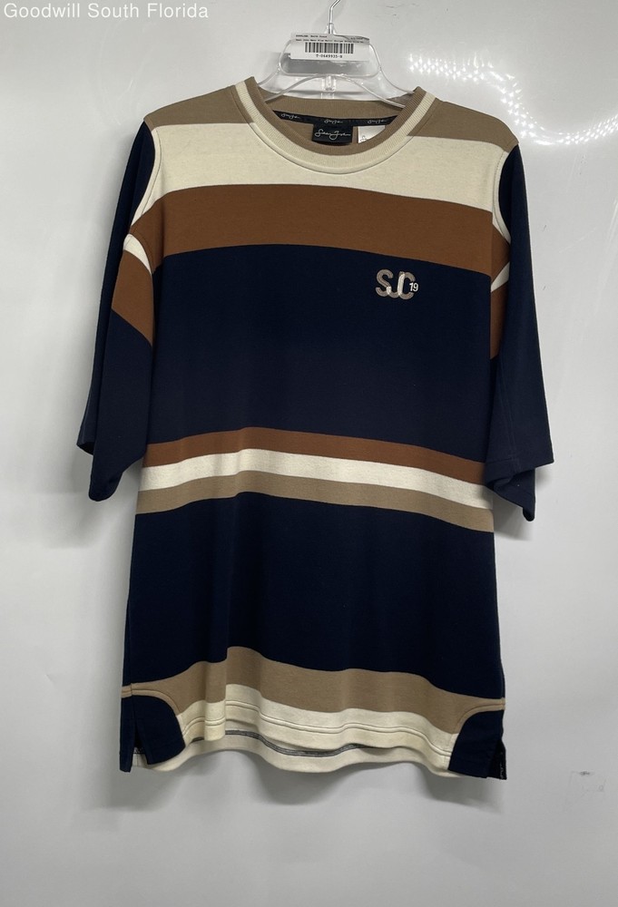 Sean John Mens Multicolor Striped Cotton Short Sleeve Pullover T-Shirt Size XL